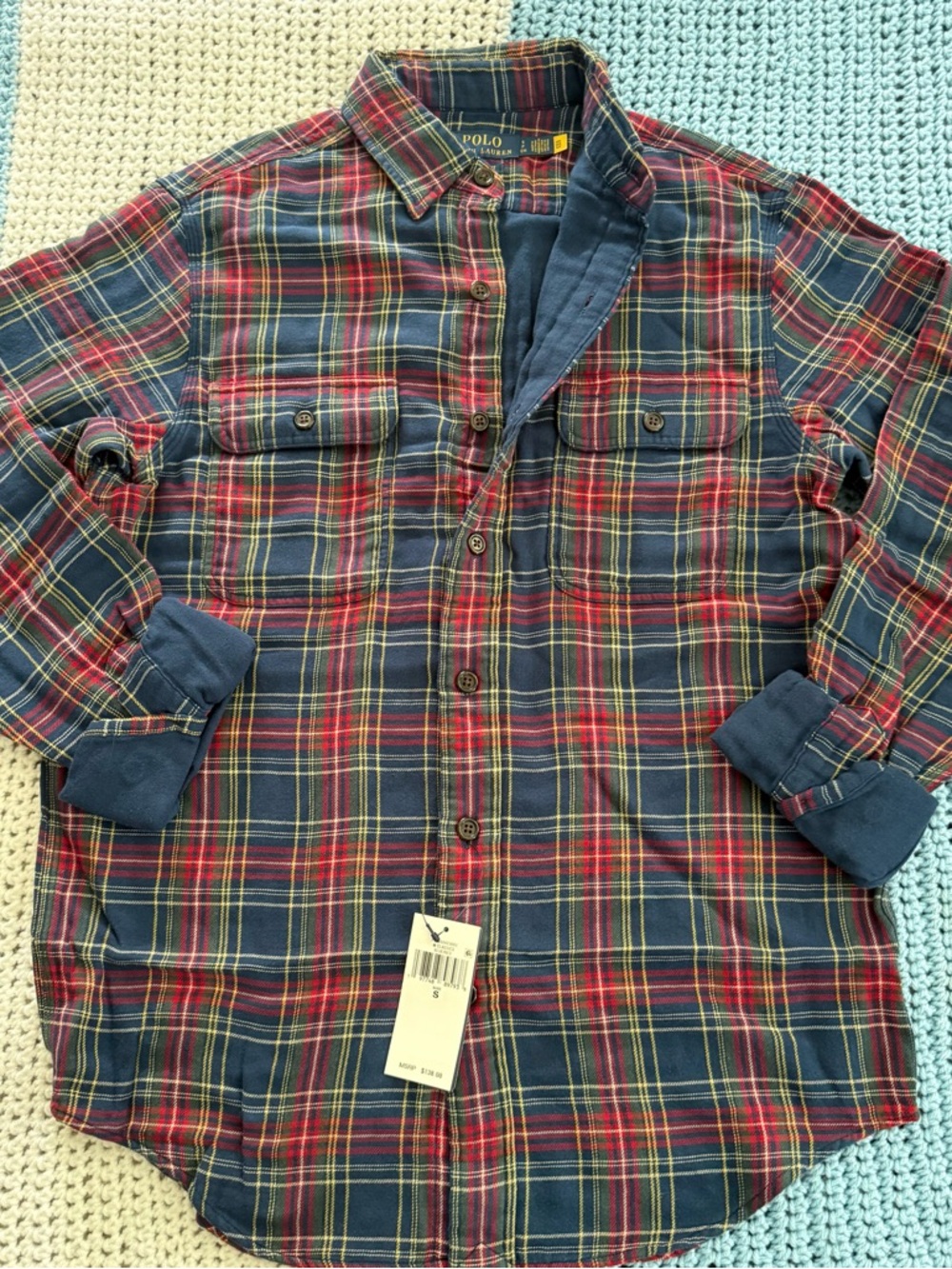 Classic Red & Navy Plaid Button-Down Shirt